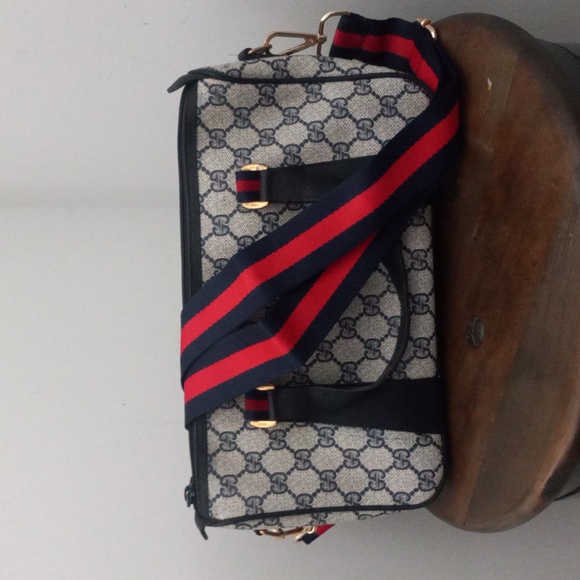 Authentic Vintage Gucci GG Monogram Supreme Sherry Web Ophidia Boston Doctor Bag - Picture 4 of 11